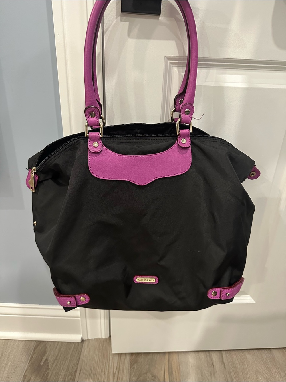 Rebecca Minkoff Black Tote with Magenta Accents